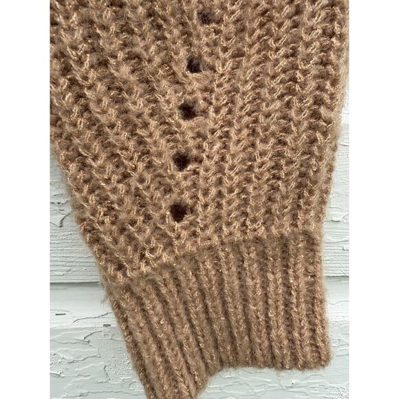 Elizabeth and James Sweater Tan Open Stitch Crew Neck Cropped Women's Medium - Picture 4 of 6
